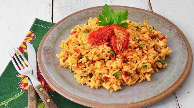 Receita de risoto com tomate seco e palmito